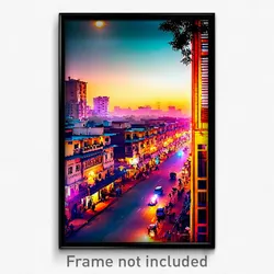 Pixel Art Poster - Homely Indian City (8 Bit Psychedelic Video Game Print)
