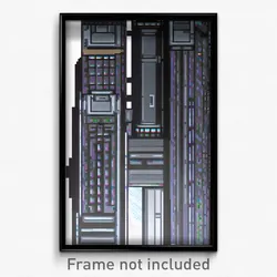 Pixel Art Poster - Rectangular Metropolis (8 Bit Psychedelic Video Game Print)