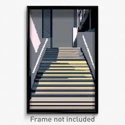 Pixel Art Poster - Gray Stair (8 Bit Psychedelic Trippy Weird Video Game Print)