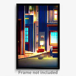 Pixel Art Poster - Nocturnal Home (8 Bit Psychedelic Trippy Video Game Print)