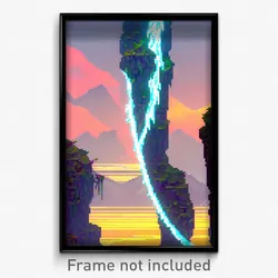 Pixel Art Poster - Warlike Cascade (8 Bit Psychedelic Trippy Video Game Print)