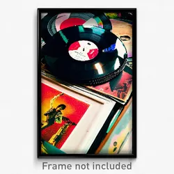 Pixel Art Poster - Cluttered Vinyl Record (8 Bit Psychedelic Video Game Print)