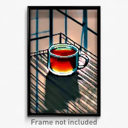 Pixel Art Poster - Wire Frame Hot Tea (8 Bit Psychedelic Video Game Print)