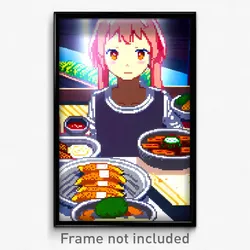 Pixel Art Poster - Anime Like Enchiladas (8 Bit Psychedelic Video Game Print)