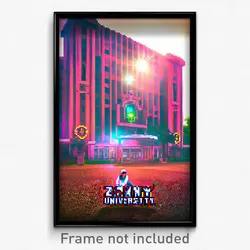 Pixel Art Poster - Zany University (8 Bit Psychedelic Trippy Video Game Print)