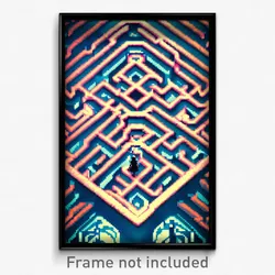 Pixel Art Poster - Reflecting Labyrinth (8 Bit Psychedelic Video Game Print)