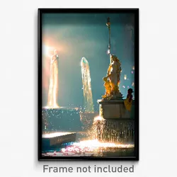 Pixel Art Poster - Watery Statue (8 Bit Psychedelic Trippy Video Game Print)