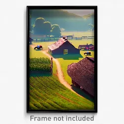 Pixel Art Poster - Different Farm (8 Bit Psychedelic Trippy Video Game Print)