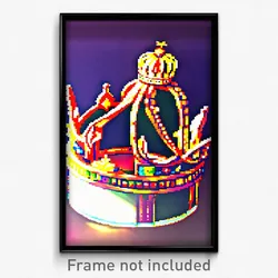 Pixel Art Poster - Spectacular Crown (8 Bit Psychedelic Trippy Video Game Print)