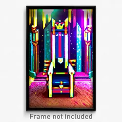 Pixel Art Poster - Cute Throne (8 Bit Psychedelic Trippy Weird Video Game Print)