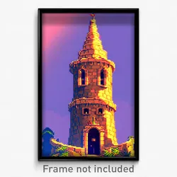 Pixel Art Poster - Puny Tower (8 Bit Psychedelic Trippy Weird Video Game Print)