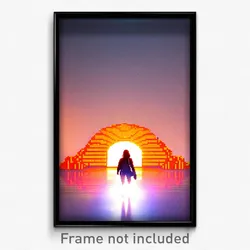 Pixel Art Poster - Orange Rise (8 Bit Psychedelic Trippy Weird Video Game Print)
