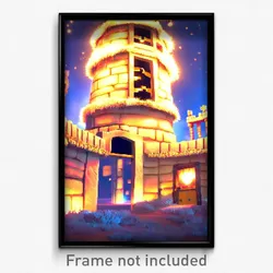 Pixel Art Poster - Fluffy Fort (8 Bit Psychedelic Trippy Weird Video Game Print)