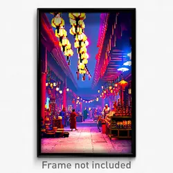 Pixel Art Poster - Exotic Marketplace (8 Bit Psychedelic Video Game Print)