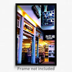 Pixel Art Poster - Meek Record Store (8 Bit Psychedelic Trippy Video Game Print)
