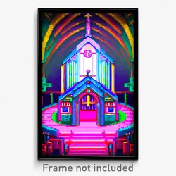 Pixel Art Poster - Plastic Chapel (8 Bit Psychedelic Trippy Video Game Print)