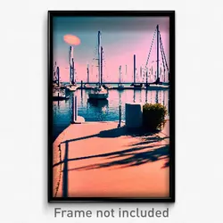 Pixel Art Poster - Peaceful Marina (8 Bit Psychedelic Trippy Video Game Print)