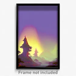 Pixel Art Poster - Smoggy Shire (8 Bit Psychedelic Trippy Video Game Print)