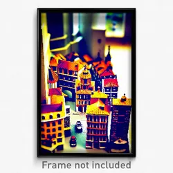 Pixel Art Poster - Miniature Spanish City (8 Bit Psychedelic Video Game Print)