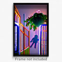 Pixel Art Poster - Complex Wire Frame Christmas (8 Bit Video Game Print)