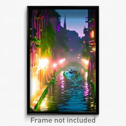 Pixel Art Poster - Slimy Canal (8 Bit Psychedelic Trippy Weird Video Game Print)
