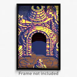 Pixel Art Poster - Rubbery Fortress (8 Bit Psychedelic Trippy Video Game Print)