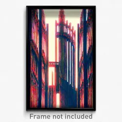 Pixel Art Poster - Harmonious Pallisade (8 Bit Psychedelic Video Game Print)