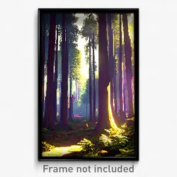 Pixel Art Poster - Old Fashioned Forest (8 Bit Psychedelic Video Game Print)