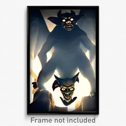 Pixel Art Poster - Creepy Gargoyle (8 Bit Psychedelic Trippy Video Game Print)