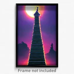 Pixel Art Poster - Creepy Ziggurat (8 Bit Psychedelic Trippy Video Game Print)