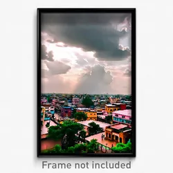 Pixel Art Poster - Cloudy Indian City (8 Bit Psychedelic Video Game Print)