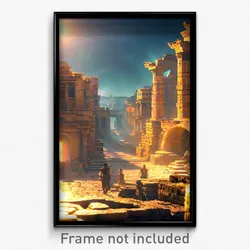 Pixel Art Poster - Ancient City (8 Bit Psychedelic Trippy Video Game Print)