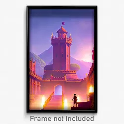 Pixel Art Poster - Exotic Citadel (8 Bit Psychedelic Trippy Video Game Print)