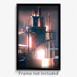 Pixel Art Poster - Steel Fortress (8 Bit Psychedelic Trippy Video Game Print)