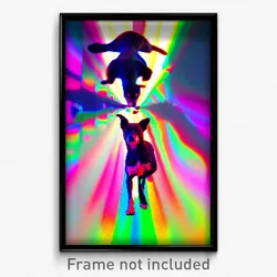 Pixel Art Poster - Kaleidoscopic Dog (8 Bit Psychedelic Trippy Video Game Print)