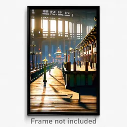 Pixel Art Poster - Elaborate Wharf (8 Bit Psychedelic Trippy Video Game Print)