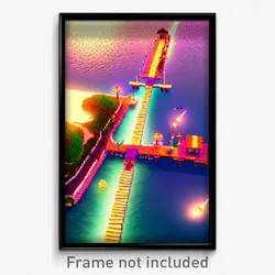 Pixel Art Poster - Quirky Jetty (8 Bit Psychedelic Trippy Video Game Print)