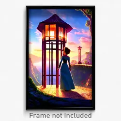 Pixel Art Poster - Enchanting Lookout (8 Bit Psychedelic Video Game Print)
