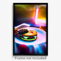 Pixel Art Poster - Stimulating Hamburger (8 Bit Psychedelic Video Game Print)