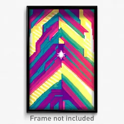 Pixel Art Poster - Zigzag Star (8 Bit Psychedelic Trippy Weird Video Game Print)
