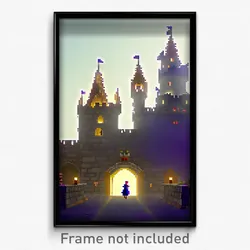 Pixel Art Poster - Subtle Castle (8 Bit Psychedelic Trippy Video Game Print)