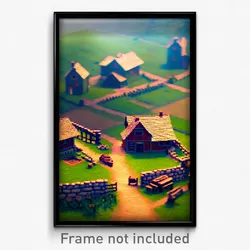 Pixel Art Poster - Square Homestead (8 Bit Psychedelic Trippy Video Game Print)