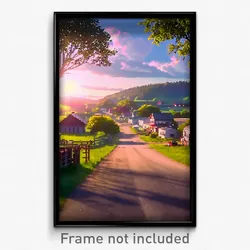Pixel Art Poster - Rural County (8 Bit Psychedelic Trippy Video Game Print)