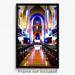 Pixel Art Poster - Empty Synagogue (8 Bit Psychedelic Trippy Video Game Print)