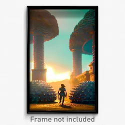 Pixel Art Poster - Rubbery Ramparts (8 Bit Psychedelic Trippy Video Game Print)