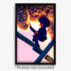 Pixel Art Poster - Fluffy Climb (8 Bit Psychedelic Trippy Video Game Print)