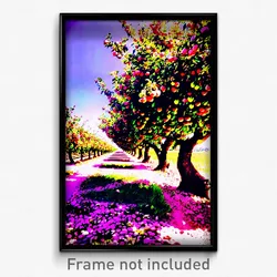 Pixel Art Poster - Spectacular Orchard (8 Bit Psychedelic Video Game Print)