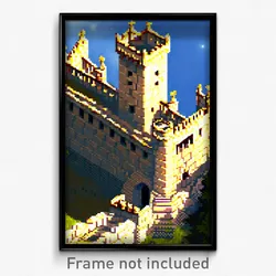 Pixel Art Poster - Grandiose Battlements (8 Bit Psychedelic Video Game Print)
