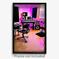 Pixel Art Poster - Small Music Studio (8 Bit Psychedelic Video Game Print)