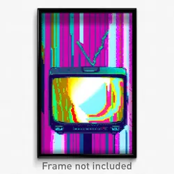 Pixel Art Poster - Glitch Art Television (8 Bit Psychedelic Video Game Print)